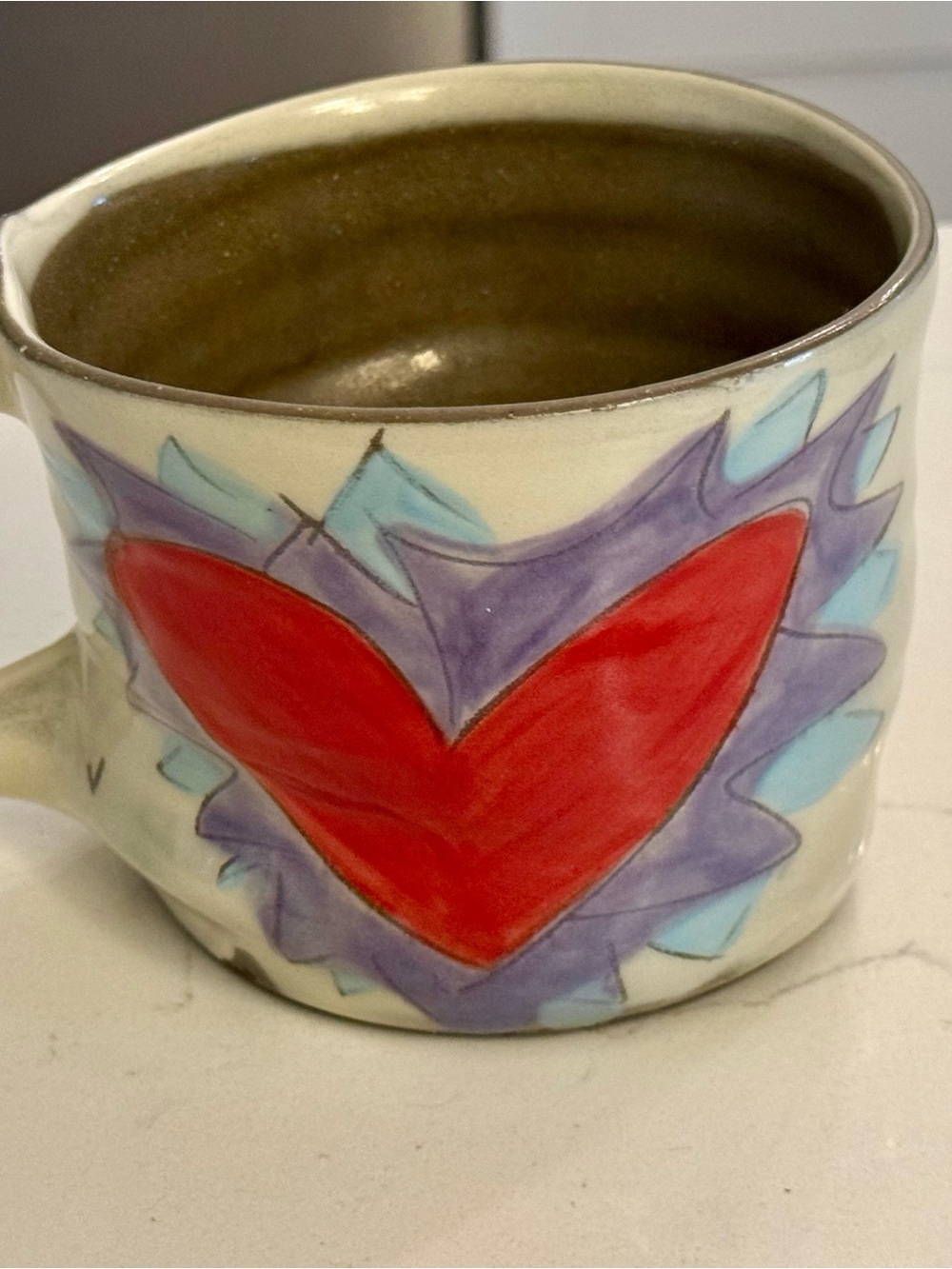 ZPOTS Handmade Studio Pottery Flaming Heart Ceramic Mug - Violet Flames